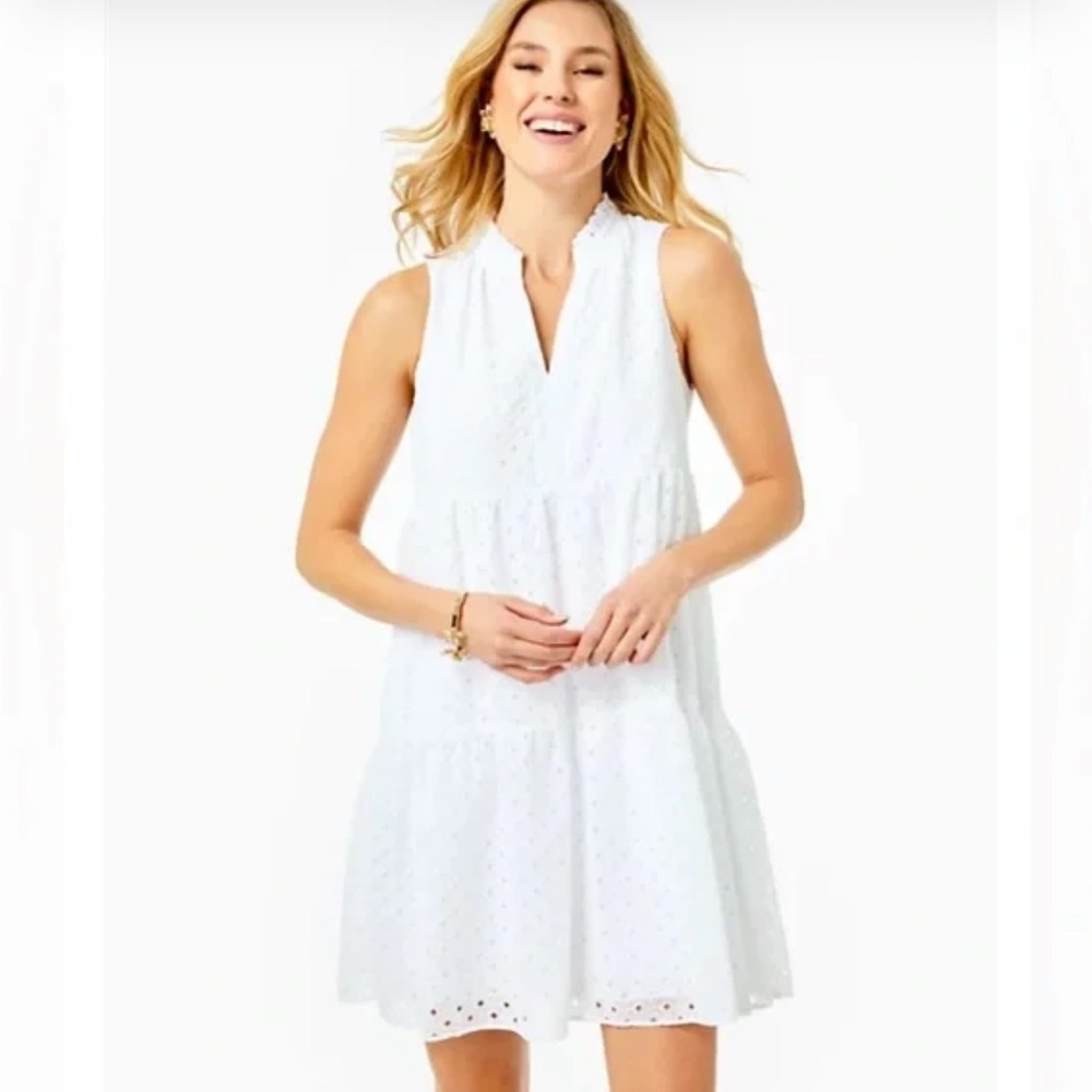 Lilly Pulitzer White Tiered Halter Sundress